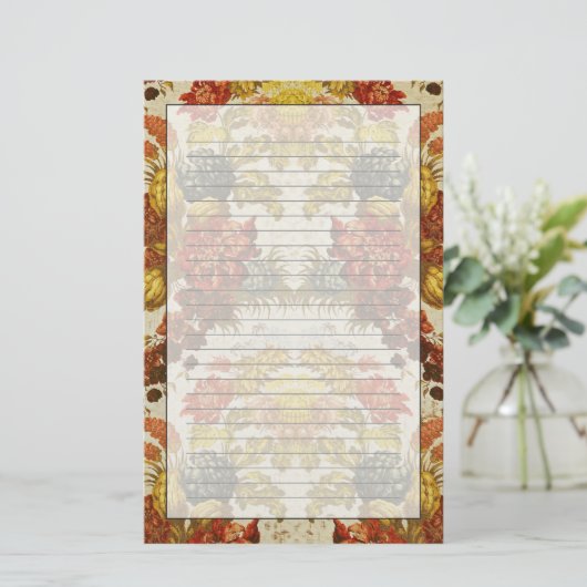 Textiel met een herhalend bloempatroon briefpapier (Staand voorkant)