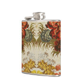 Textiel met een herhalend bloempatroon heupfles (Links)