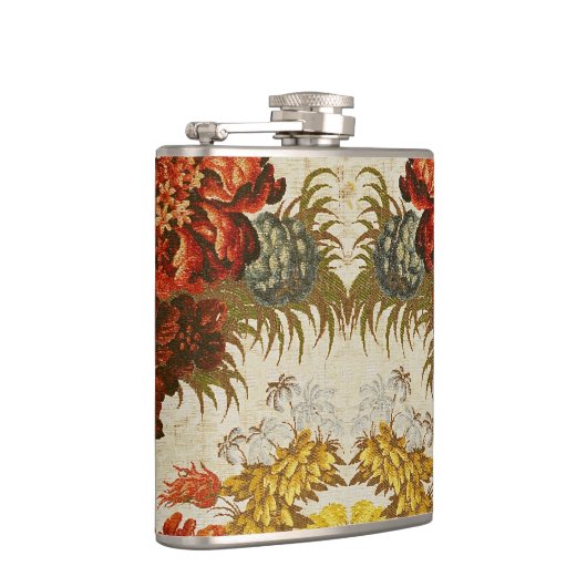 Textiel met een herhalend bloempatroon heupfles (Rechts)