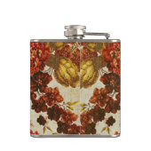 Textiel met een herhalend bloempatroon heupfles (Achterkant)