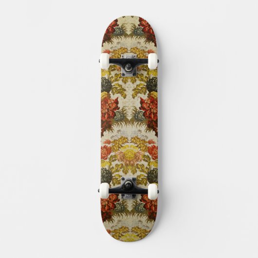 Textiel met een herhalend bloempatroon persoonlijk skateboard (Voorkant)