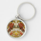 Textiel met een herhalend bloempatroon sleutelhanger (Voorkant)