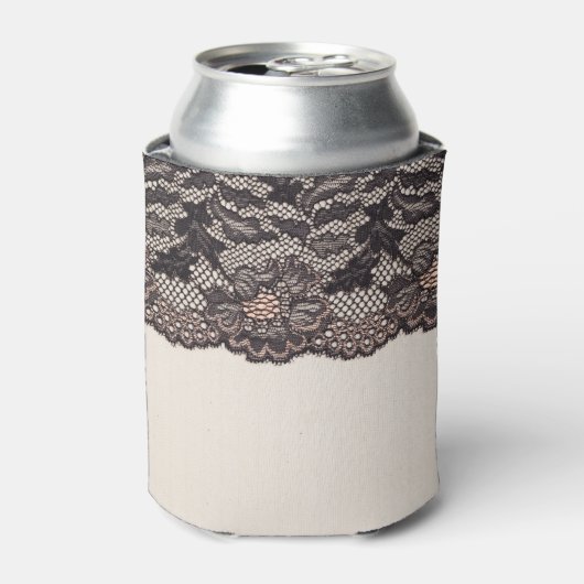 Textiel textuur met kanten achtergrond. blikjeskoeler (Blikje Voorkant)