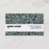Textielband - Abstract blauw platform Visitekaartje (Achterkant)