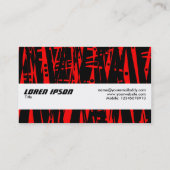 Textielband - Abstract in rood en zwart Visitekaartje (Achterkant)