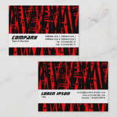 Textielband - Abstract in rood en zwart Visitekaartje (Voorkant / Achterkant)