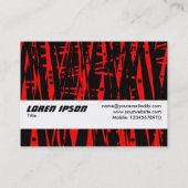 Textielband - Abstract in rood en zwart Visitekaartje (Achterkant)