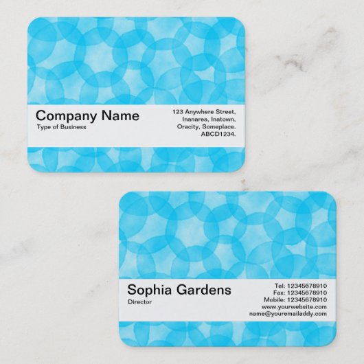 Textielband V2 - Waterverf spots - Sky Blue Visitekaartje (Voorkant / Achterkant)