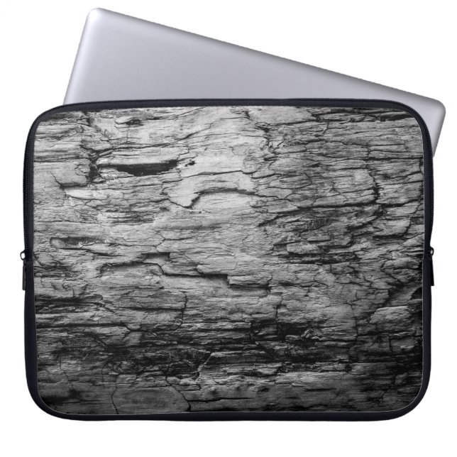 Textielboom, zwart-wit laptop sleeve (Voorkant)