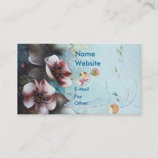 TextielDesign Roze bloemen Visitekaartje (Voorkant)