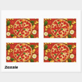 Textielkaas abstracte koele tomaat voor levensmidd rechthoekige sticker (Vel)