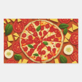 Textielkaas abstracte koele tomaat voor levensmidd rechthoekige sticker (Voorkant)