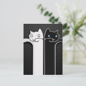 Textielkatten zwart wit briefkaart (Staand voorkant)