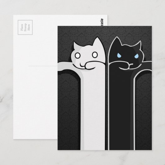 Textielkatten zwart wit briefkaart (Voorkant / Achterkant)