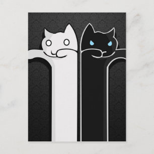 Textielkatten zwart wit briefkaart