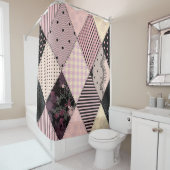Textiellingerie: Patchwork  Patroon Douchegordijn (In situ)