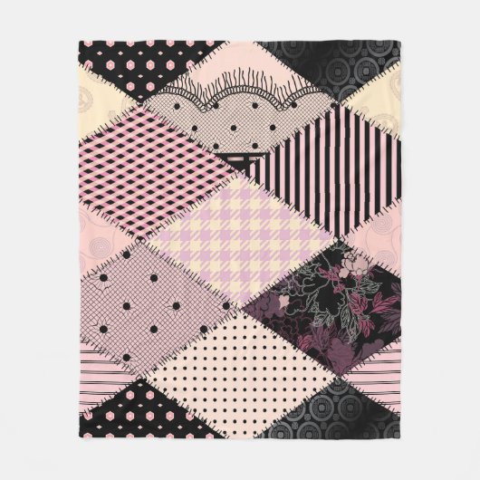 Textiellingerie: Patchwork Patroon Fleece Deken (Voorkant)