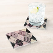 Textiellingerie: Patchwork Patroon Glazen Onderzetter (Schuin)