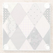 Textiellingerie: Patchwork Patroon Glazen Onderzetter (Achterkant)