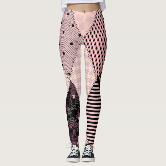 Textiellingerie: Patchwork  Patroon Leggings (Voorkant)