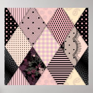 Textiellingerie: Patchwork  Patroon Poster