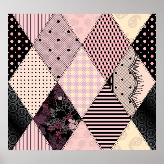 Textiellingerie: Patchwork Patroon Poster (Voorkant)
