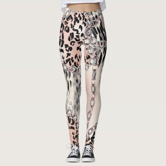 Textielluipaard: bloemenkettingpatroon. leggings (Voorkant)