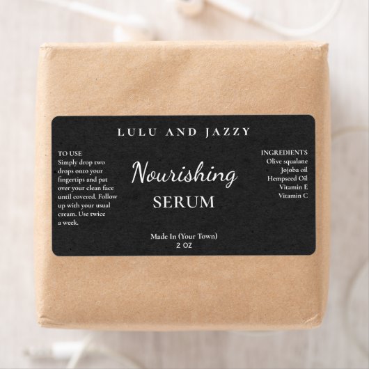 Textielolie uit kolenpapier Serumlabels Etiket (Insitu)