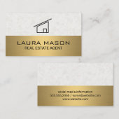 Textielpapier | Goud metaal | House Icon Visitekaartje (Voorkant / Achterkant)