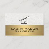 Textielpapier | Goud metaal | House Icon Visitekaartje (Voorkant)