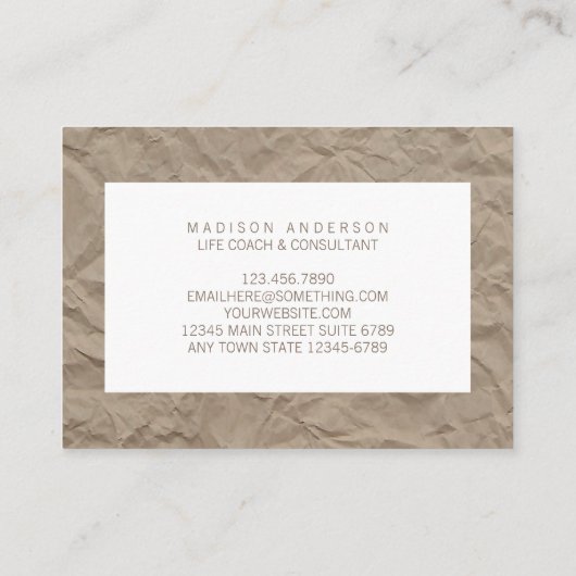 Textielpapier | Minimale moderne levensstandaard Visitekaartje (Achterkant)