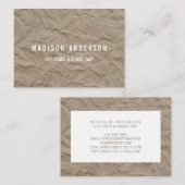 Textielpapier | Minimale moderne levensstandaard Visitekaartje (Voorkant / Achterkant)