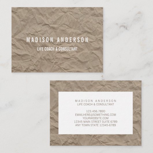 Textielpapier | Minimale moderne levensstandaard Visitekaartje (Voorkant / Achterkant)