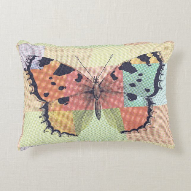 Textielpatchwerk Butterfly Print Accent Kussen (Voorkant)