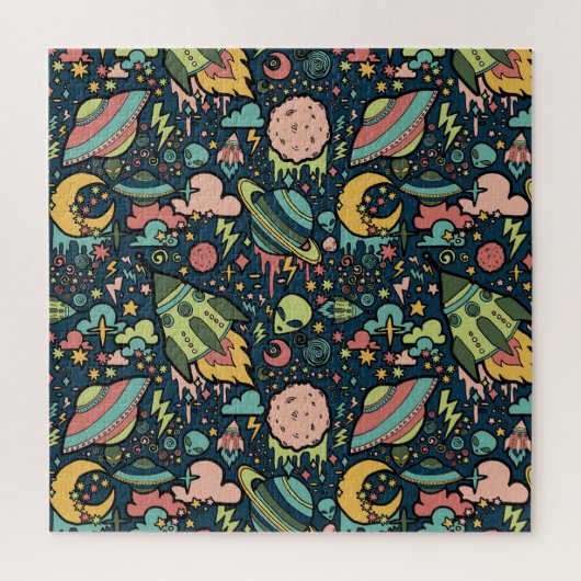 Textielpatronen Aliens Rockets Legpuzzel (Verticaal)