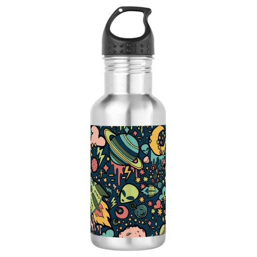Textielpatronen Aliens Rockets Waterfles (Voorkant)