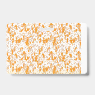 Textielpatroon met een levendig oranje en goud badge