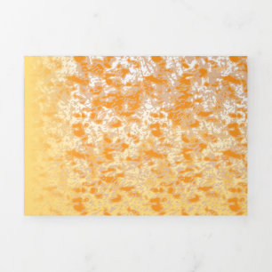 Textielpatroon met een levendig oranje en goud drieluik wenskaart