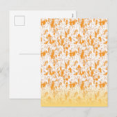 Textielpatroon met een levendig oranje en goud feestdagenkaart (Voorkant / Achterkant)