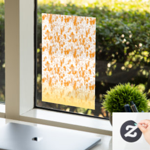 Textielpatroon met een levendig sinaasappel en gou raamsticker