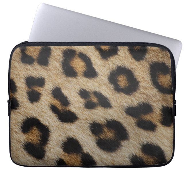 Textielpatroon van leopard Fur Laptop Sleeve (Voorkant)
