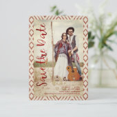 Textielstof Boho Texture Elopement Boho Couple Save The Date (Staand voorkant)