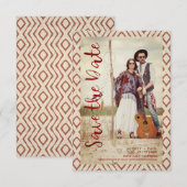 Textielstof Boho Texture Elopement Boho Couple Save The Date (Voorkant / Achterkant)