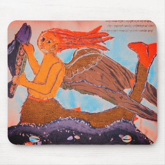 Textielvis en mermaid medieval mousemat muismat (Voorkant)