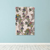 Textielvorm van plant en serpentinelribbo canvas afdruk (Insitu (Houten vloer))