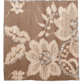 Textielweefsel, kant op witte achtergrond douchegordijn (Voorkant)