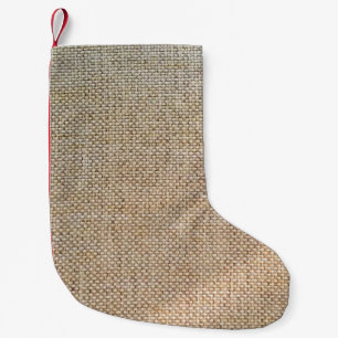 Textielweefsel met bruine ondergrond kleine kerstsok