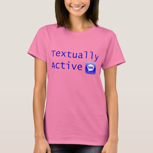 Textueel actief in Blauwe Verhuur T-shirt (Voorkant)