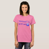 Textueel actief in Blauwe Verhuur T-shirt (Voorkant volledig)