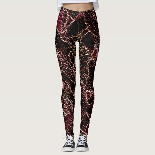 Textura estilo rocha marrom entalhada leggings (Voorkant)